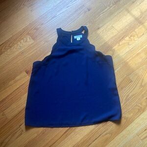 Navy tank top with scalloped edges size large MONTEAU